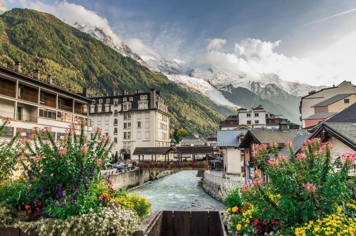 Vue Montblanc Magique En Centre-Ville Avec Parking Chamonix Bagian luar foto